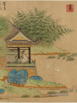 钱选 Qian Xuan Werke - Wang xizhi beobachten Gänse Teil alte China Tinte